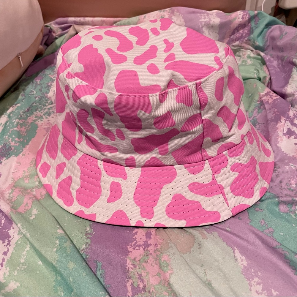 Pink Cow Print Reversible Bucket Hat